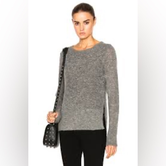rag & bone Sweaters - Rag & Bone Bea Sweater Gray Alpaca Wool Blend Suede Elbow Patches XS
